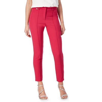 Bright pink seamed detail tapered trousers